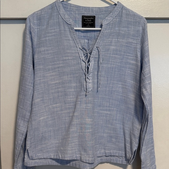 Abercrombie & Fitch Sky Blue Lace-Up Blouse - Picture 2 of 5